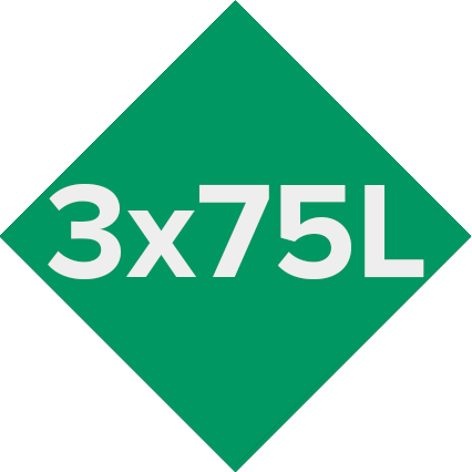 Capacidad <br> 3x75L